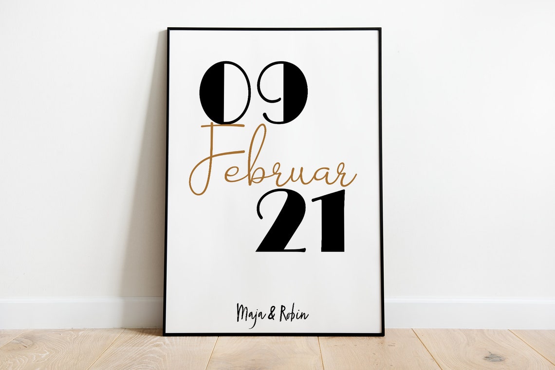 Lilli und Tobias Personalized Wedding Date Number Art Poster - Image 3