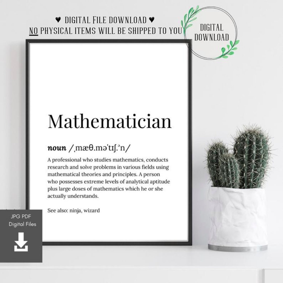 Mathematician Definition Dictionary Serif Funny Ninja Wizard Poster