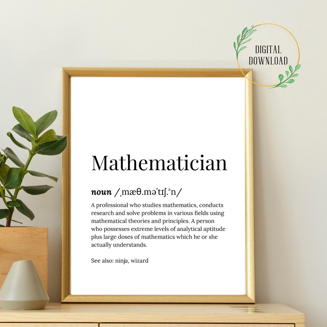 Mathematician Definition Dictionary Serif Funny Ninja Wizard Poster - Image 2