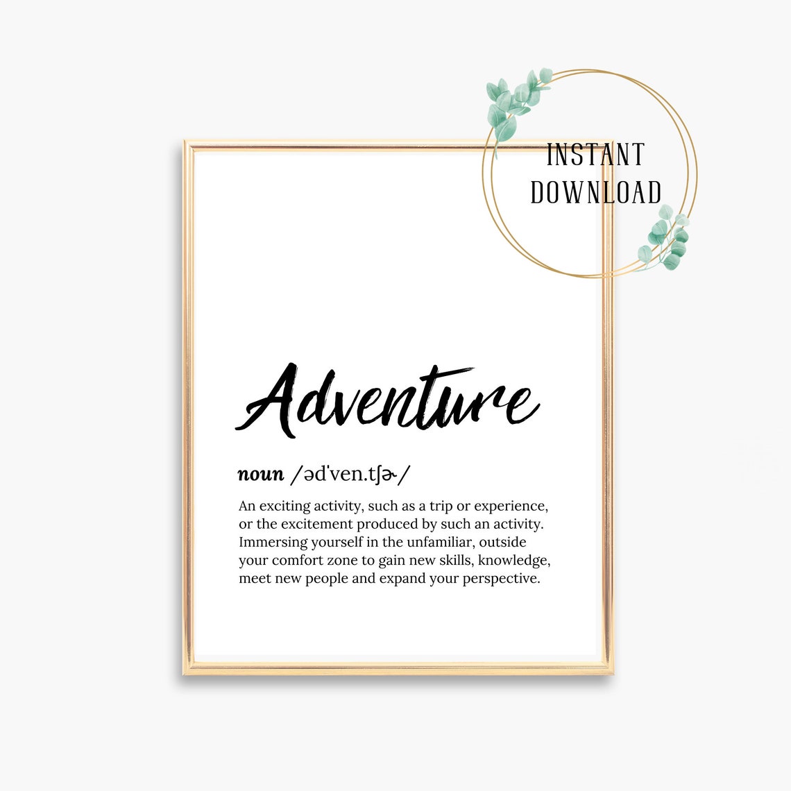 Adventure Definition Meaning Dictionary Script Typography Wall Poster