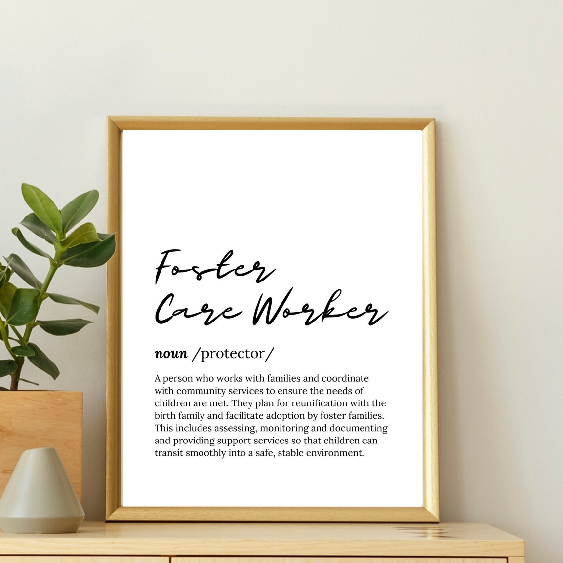 Foster Care Worker Definition Dictionary Script Poster Protector Gift - Image 2