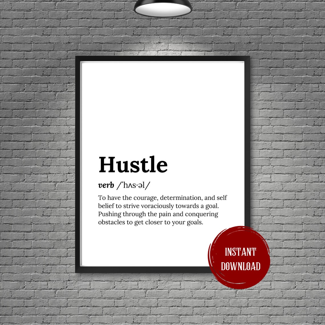 Hustle Verb Definition Courage Determination Goals Quote Poster - Image 2