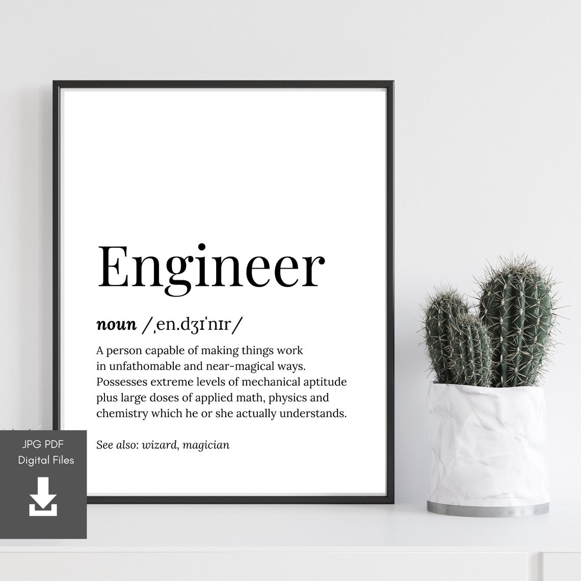 Engineer Funny Dictionary Definition Graduation Gift Wizard Poster - Image 3