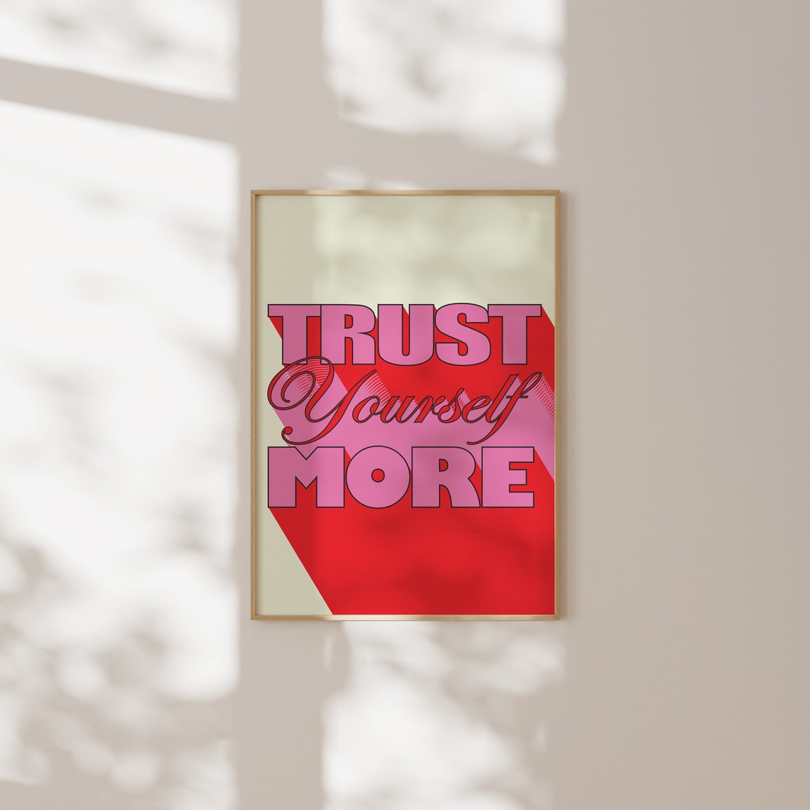 Trust Yourself More Pink Red 3D Retro Typography Quote Poster - Image 5
