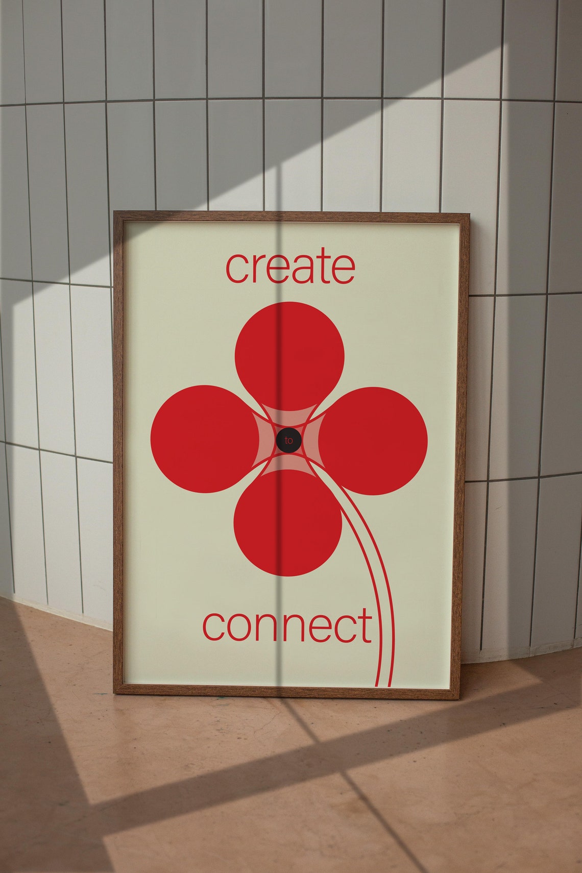 Create To Connect Red Minimalist Clover Modern Art Design Poster - Image 5