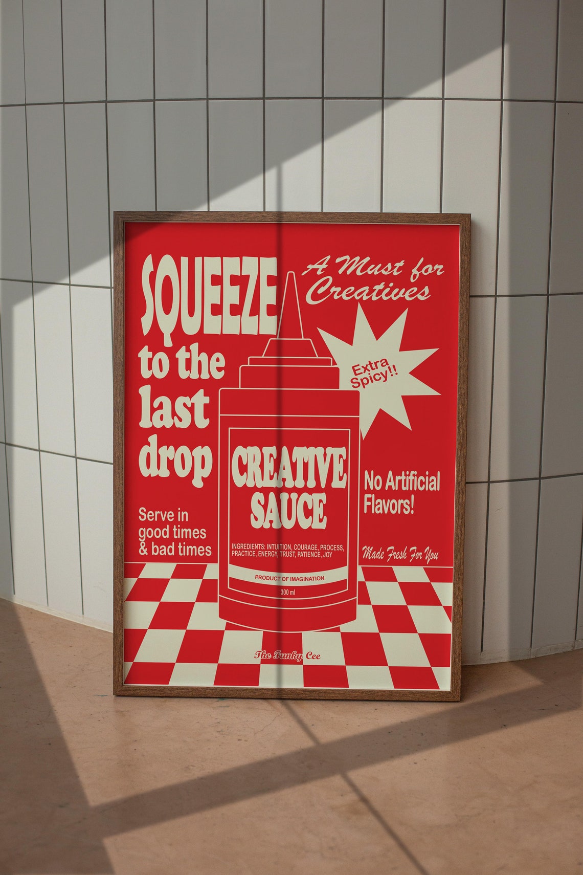 Creative Sauce Squeeze to the Last Drop Retro Red Diner Ad Poster - Image 5