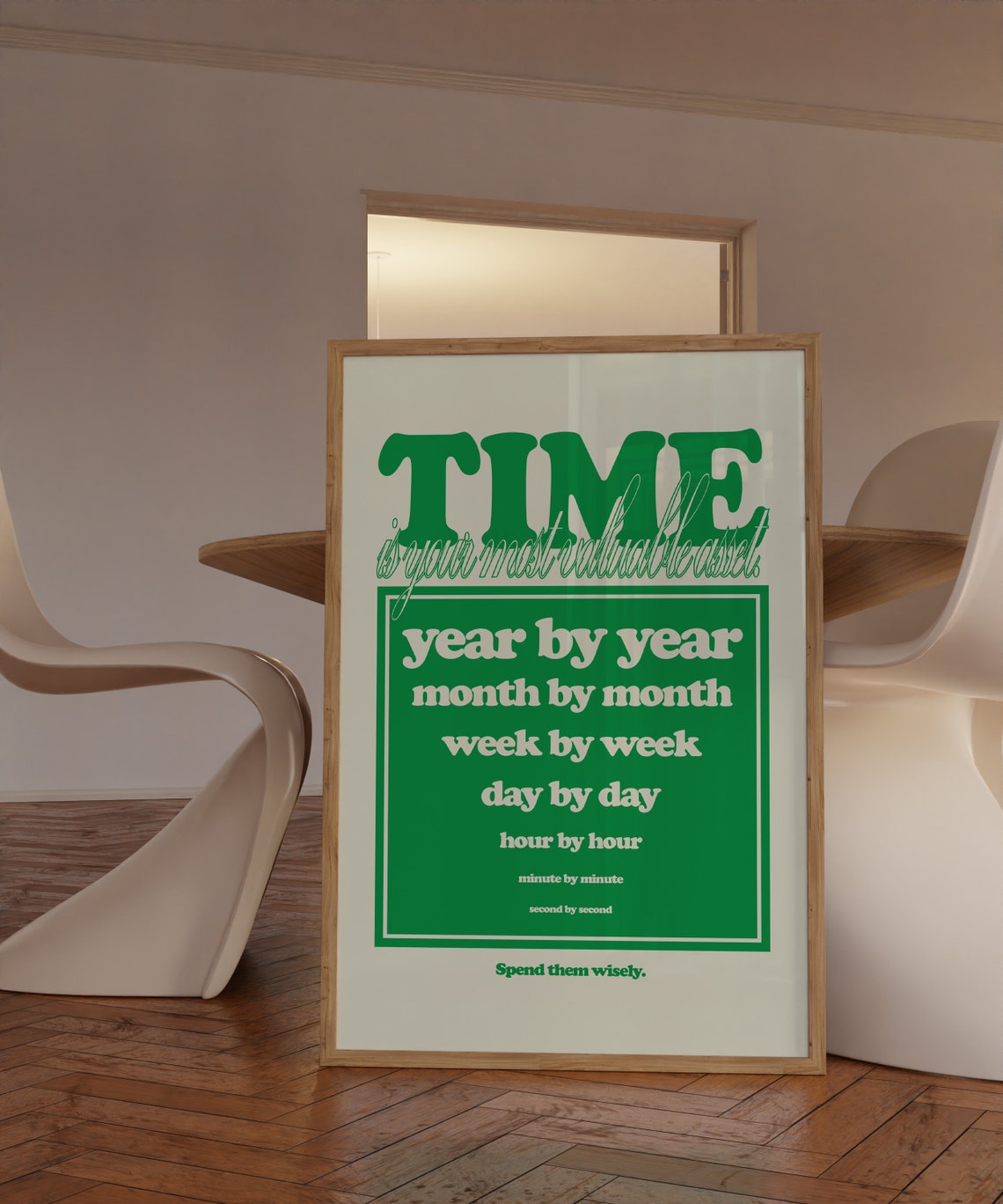 Time Is Your Most Valuable Asset Green Retro Motivational Poster
