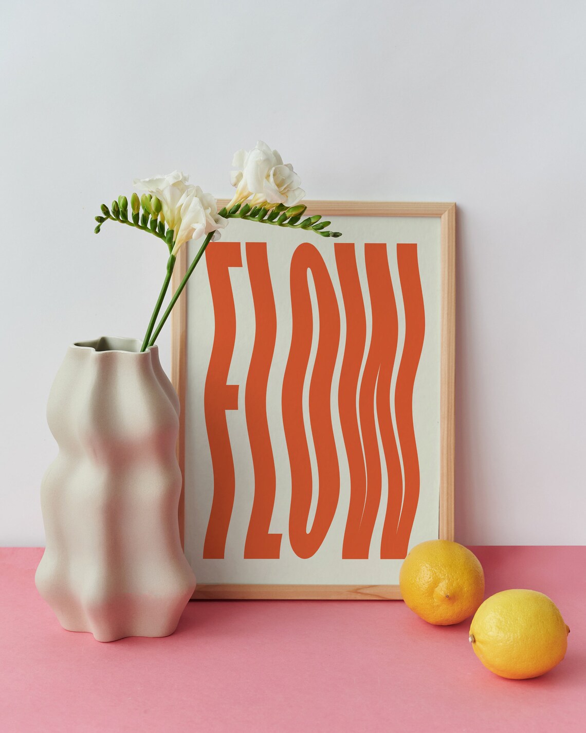 Flow Wavy Print Retro Typography Art Print - Image 2