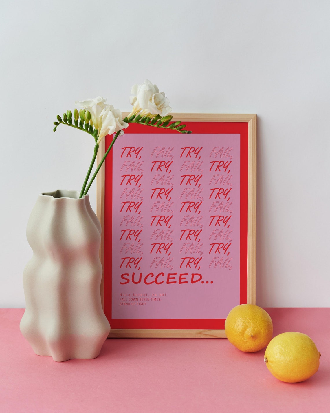 Daily Affirmations Sign Positive Affirmation Red And Pink Wall Art Trendy Retro Modern Room Decor Large Art - Image 2