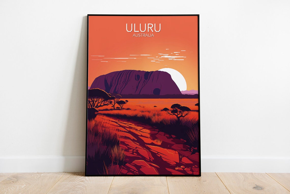 Uluru Sunset Outback Australia Red Rock Desert Travel Poster