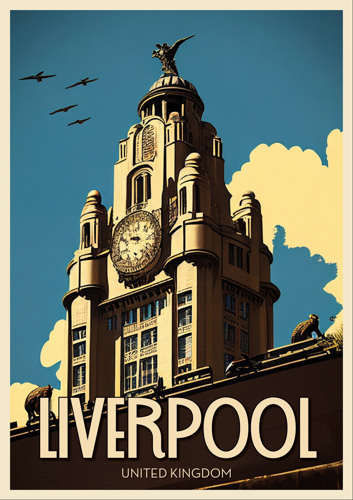 Liverpool England Royal Liver Building Vintage Travel Poster - Image 2