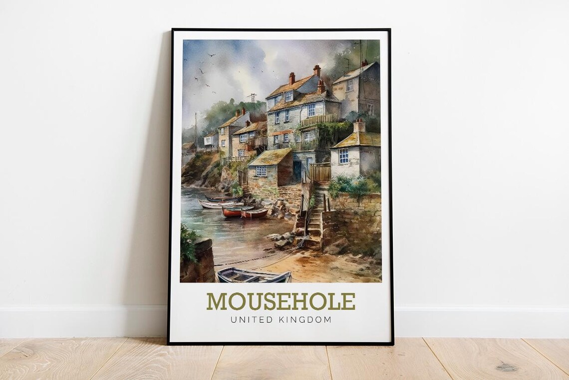 Mousehole Cornwall Fishing Village Watercolor United Kingdom Poster