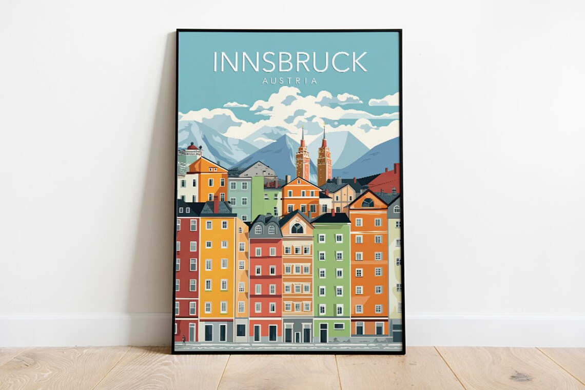 Innsbruck Austria Colorful Old Town Alpine Mountain View Poster