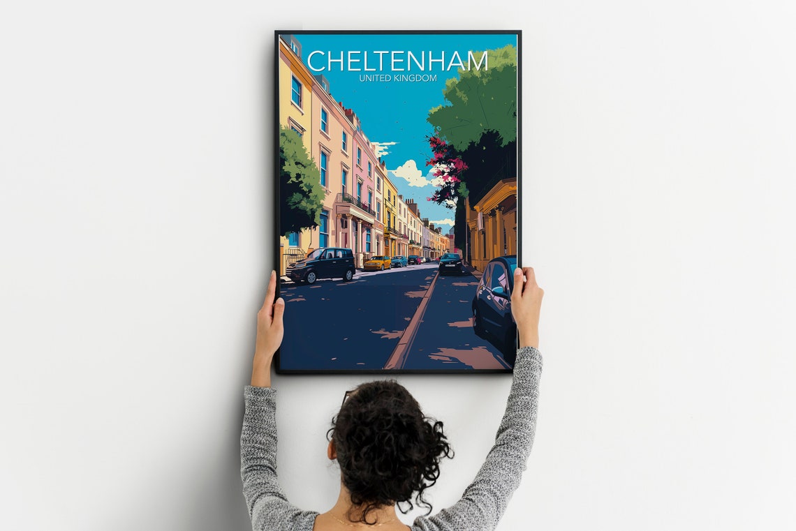 Cheltenham United Kingdom Regency Street Scene Travel Poster - Image 2