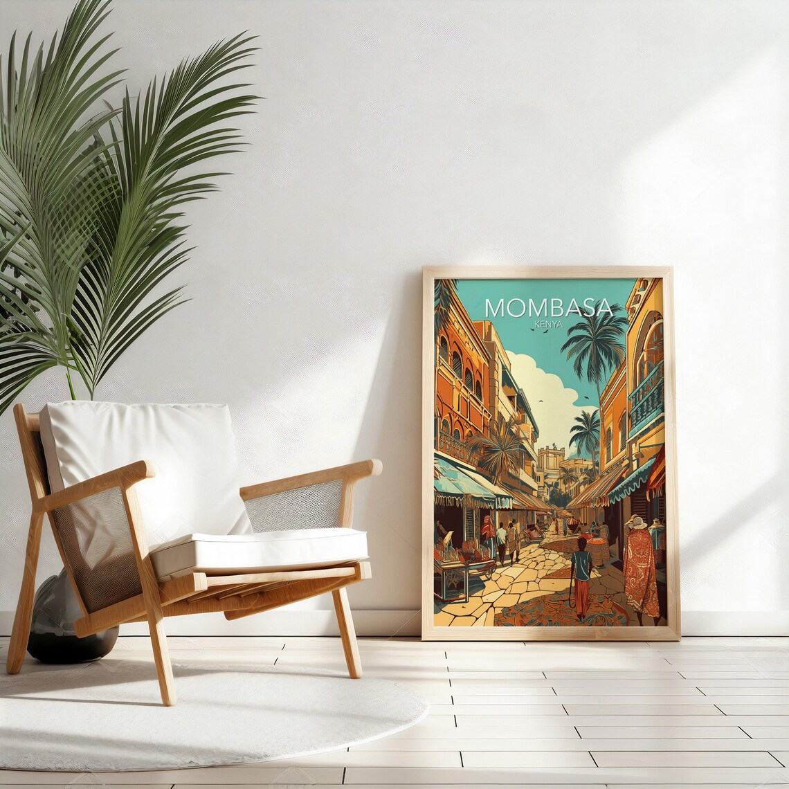 Mombasa Kenya Old Town Palm Street Market Tropical Art Poster - Image 3