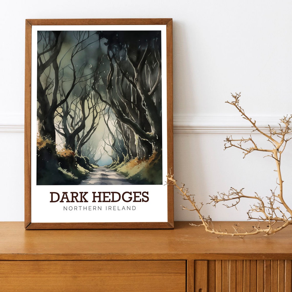 Dark Hedges Northern Ireland Ancient Beech Avenue Watercolor Poster - Image 3