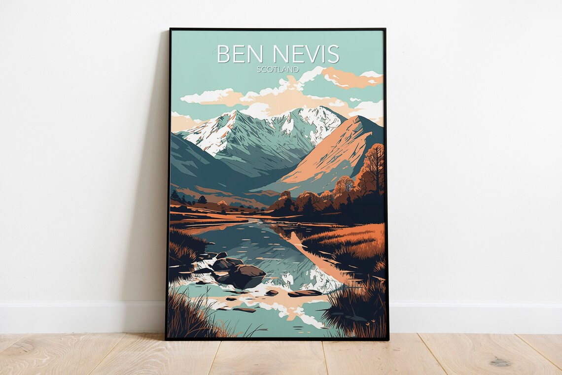 Ben Nevis Modern Poster Print, Mountain Peak