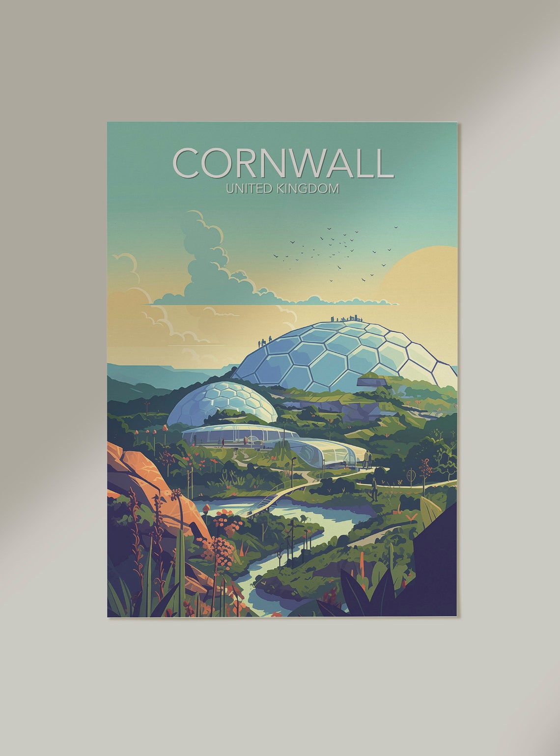 Cornwall United Kingdom Eden Project Domes Vintage Travel Art Poster - Image 2