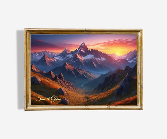 Sunset Glow Mountain Oil Painting Museum Quality Wall Art