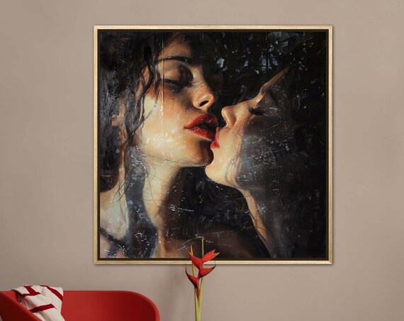 Romantic Kiss Dark Moody Passionate Dramatic Intimate Wall Art