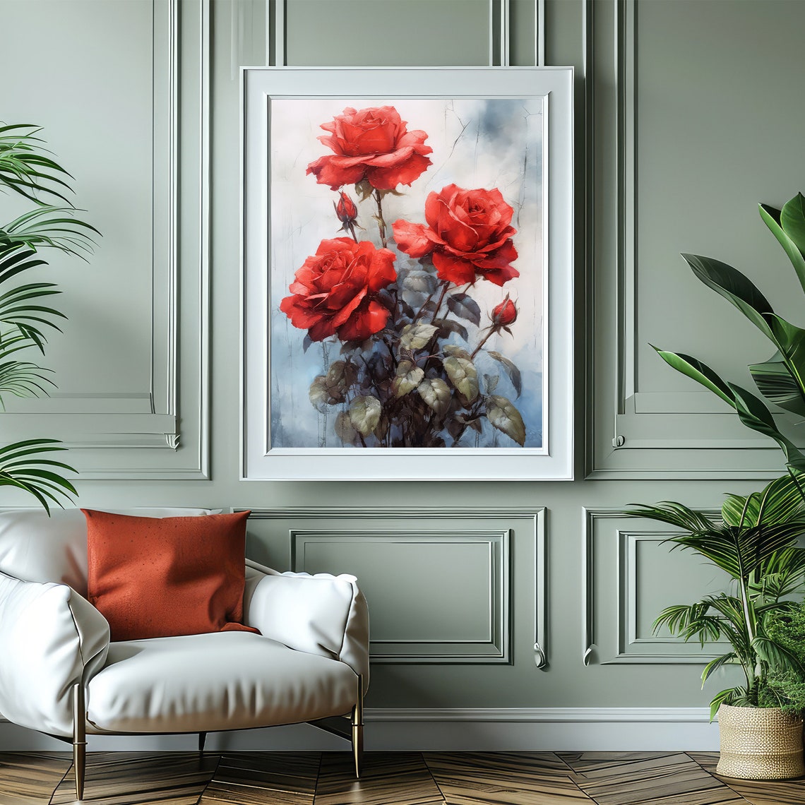 Vibrant Red Roses Bouquet Painterly Romantic Floral Art Poster - Image 5