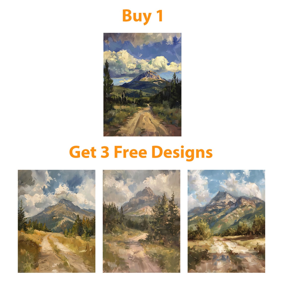 Country Road Landscape Painting Farmhouse Prints Art Print - Image 6