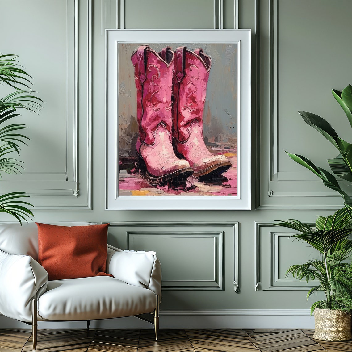 Bold Hot Pink Cowboy Boots Painting Vibrant Western Decor Poster - Image 5