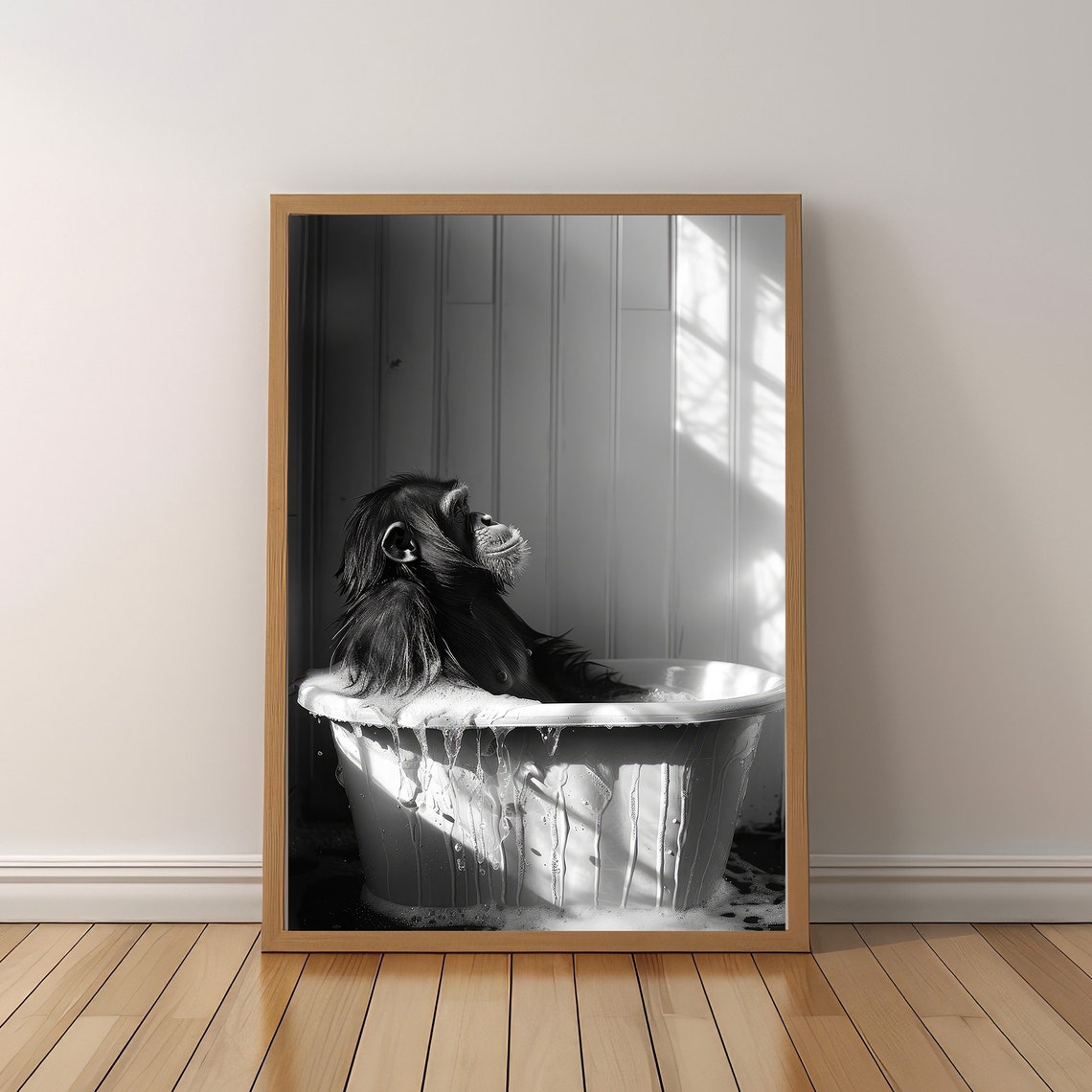 Cute Orangutan In Tub Wall Art Orangutan Photo Orangutan Art Bathroom Art Print - Image 5
