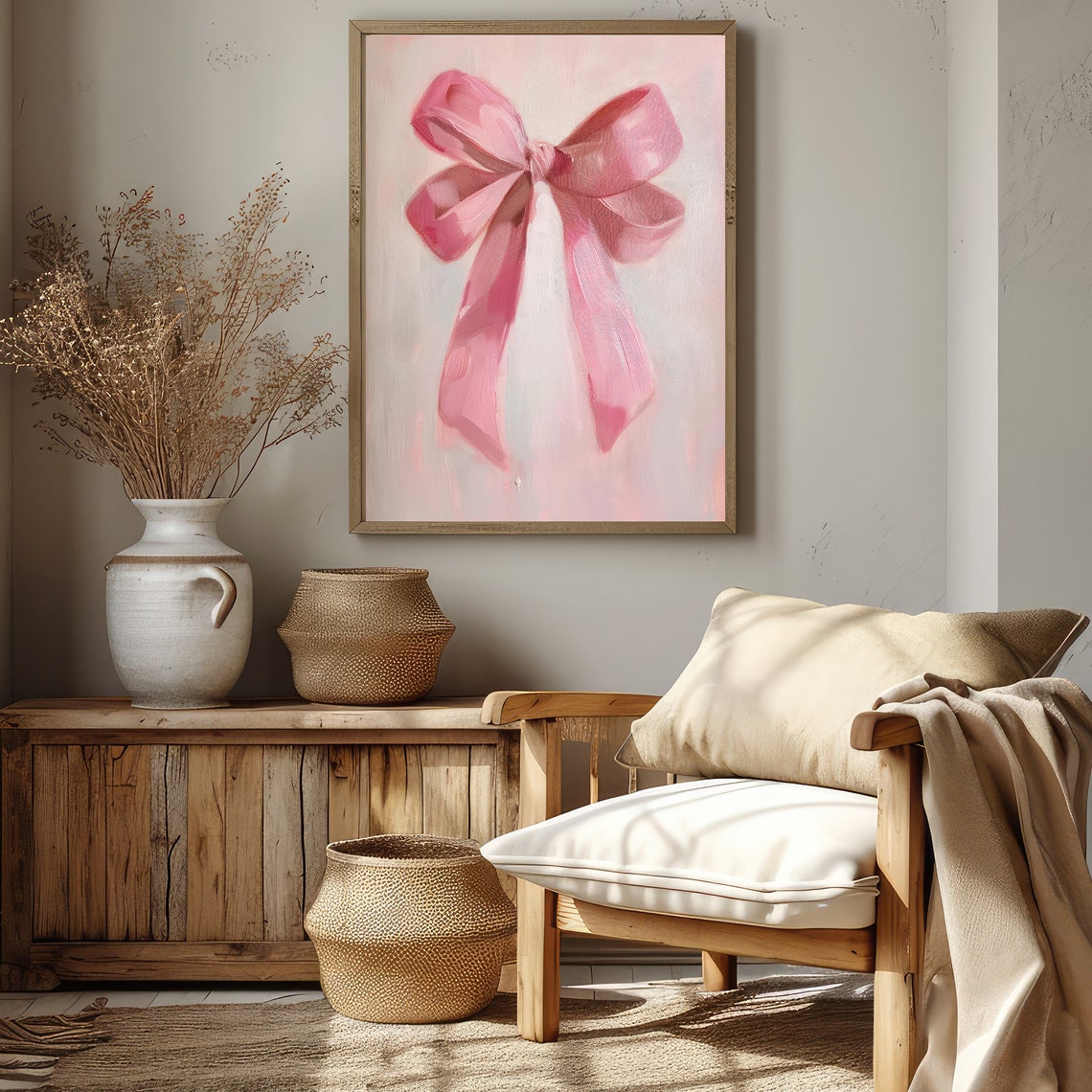 Balletcore Wall Art Pink Bow Painting Coquette Room Print Aesthetic Teen Girls Blush Preppy Girly Poster Dorm College Apartment Decor - Image 3