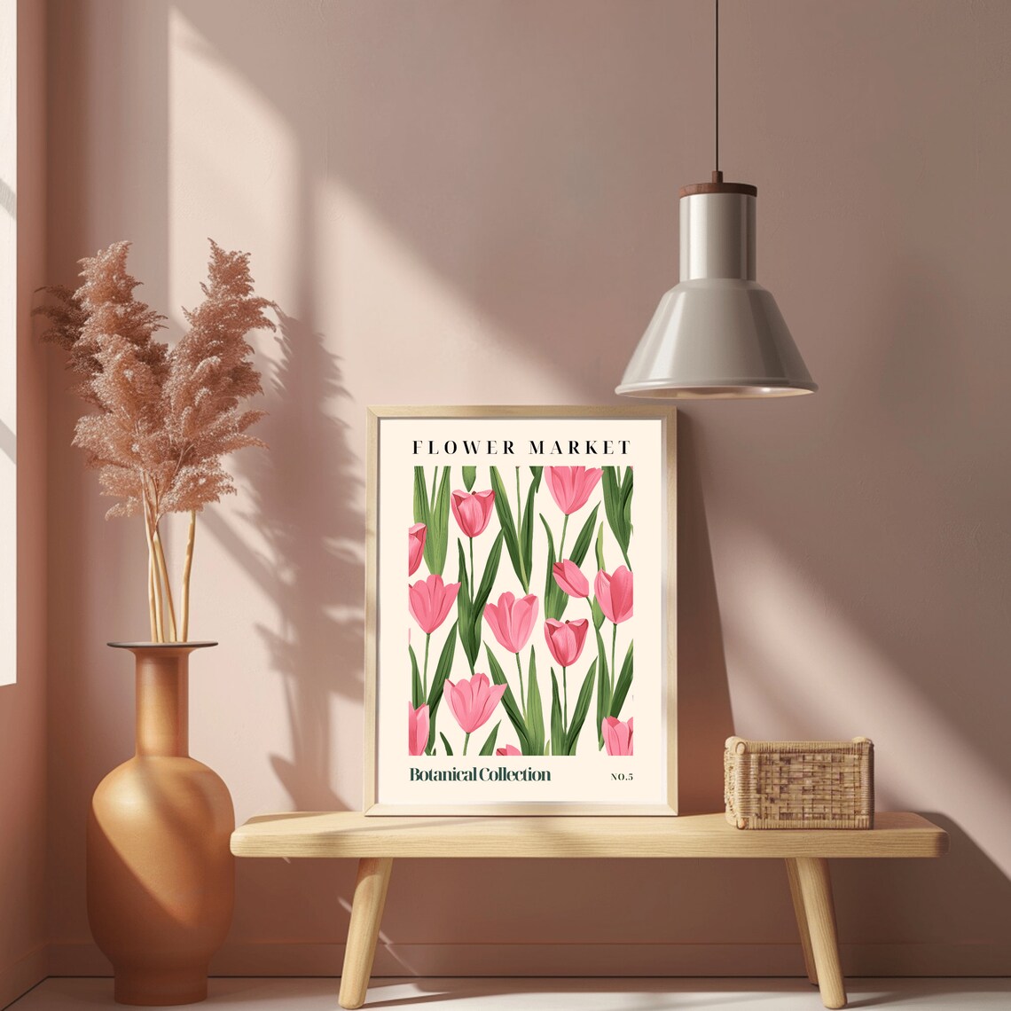Pink Tulip Flower Market Botanical Collection No 5 Art Poster - Image 2