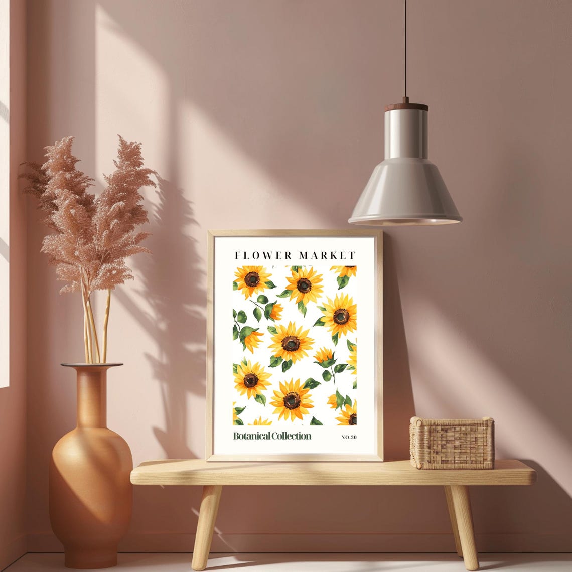 Sunflower Pattern Flower Market Watercolor Botanical No 30 Art Poster - Image 2