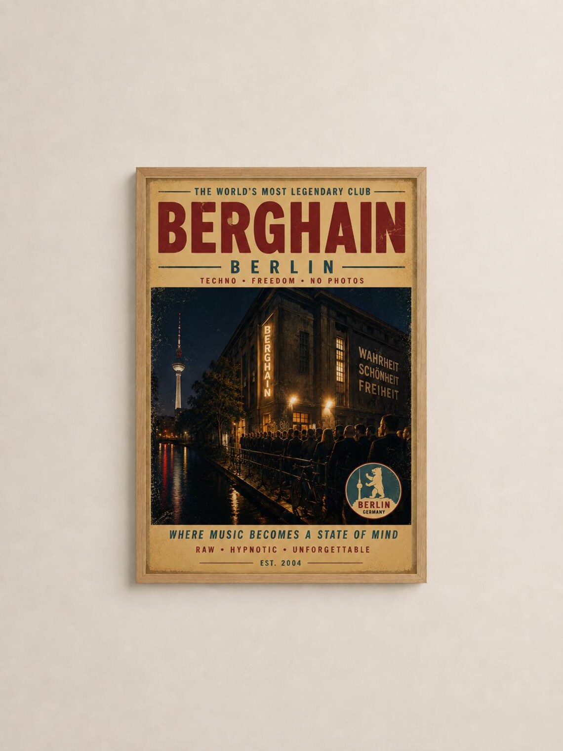 Berghain Berlin Poster Techno Club Retro Vintage Electronic Music Art