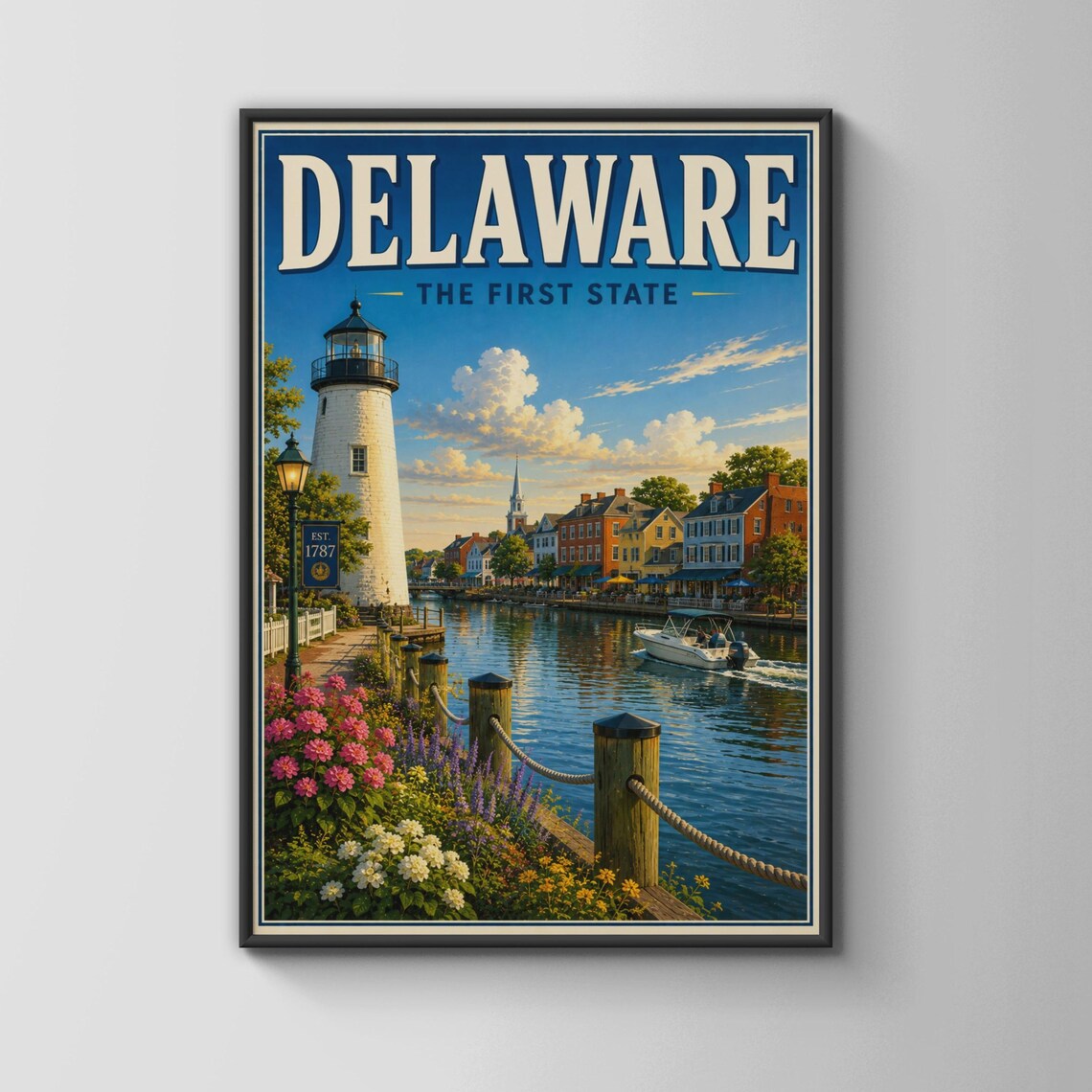 Delaware Poster, Vintage Travel Art Print