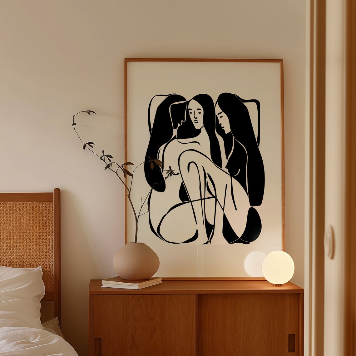 Abstract Line Art People, Sisterhood Minimalist Art Print