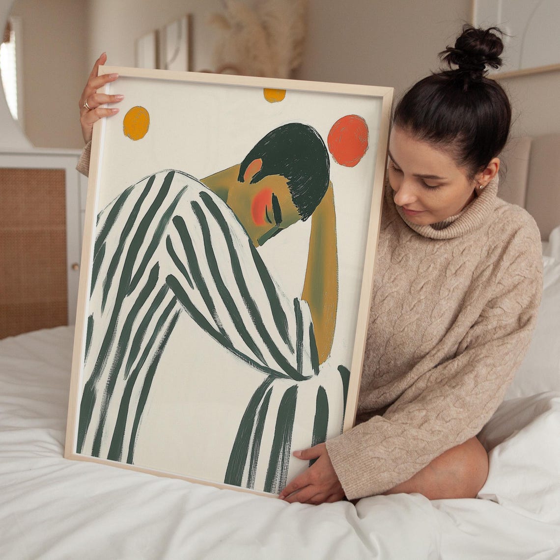 Minimalist Striped Figure Art Abstract Contemplative Portrait Print Bold Modern Wall Decor Contemporary Illustration Stylish Home Art - Image 5