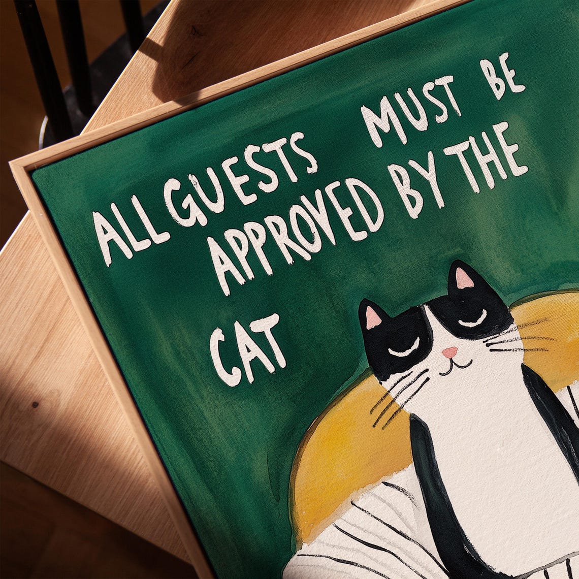 All Guests Must Be Approved By The Cat Humorous Quote Wall Art - Image 2