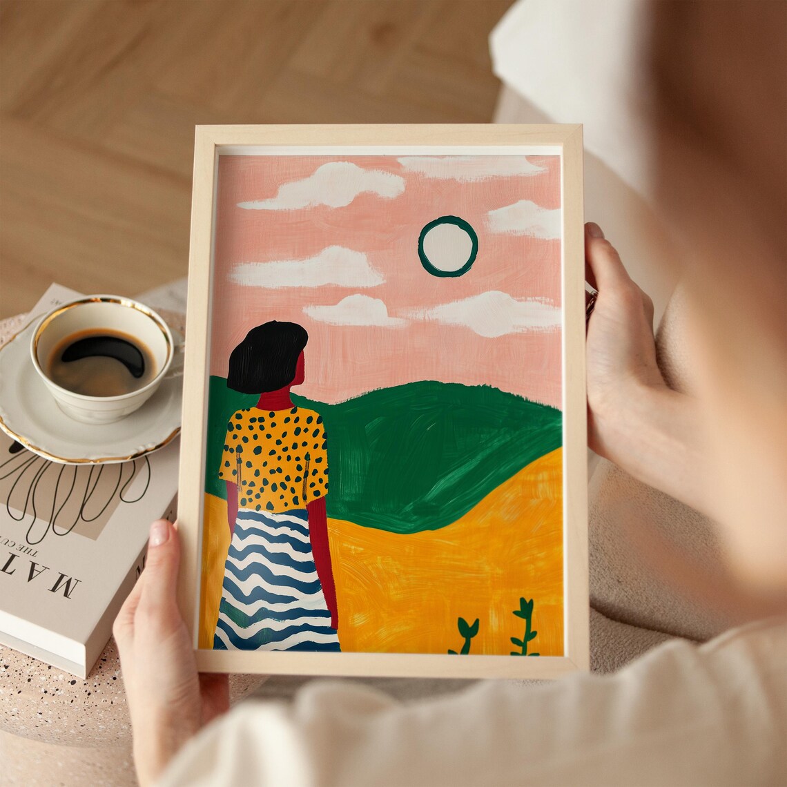 Colorful Sunset Landscape Art Print, Modern Abstract Woman - Image 2