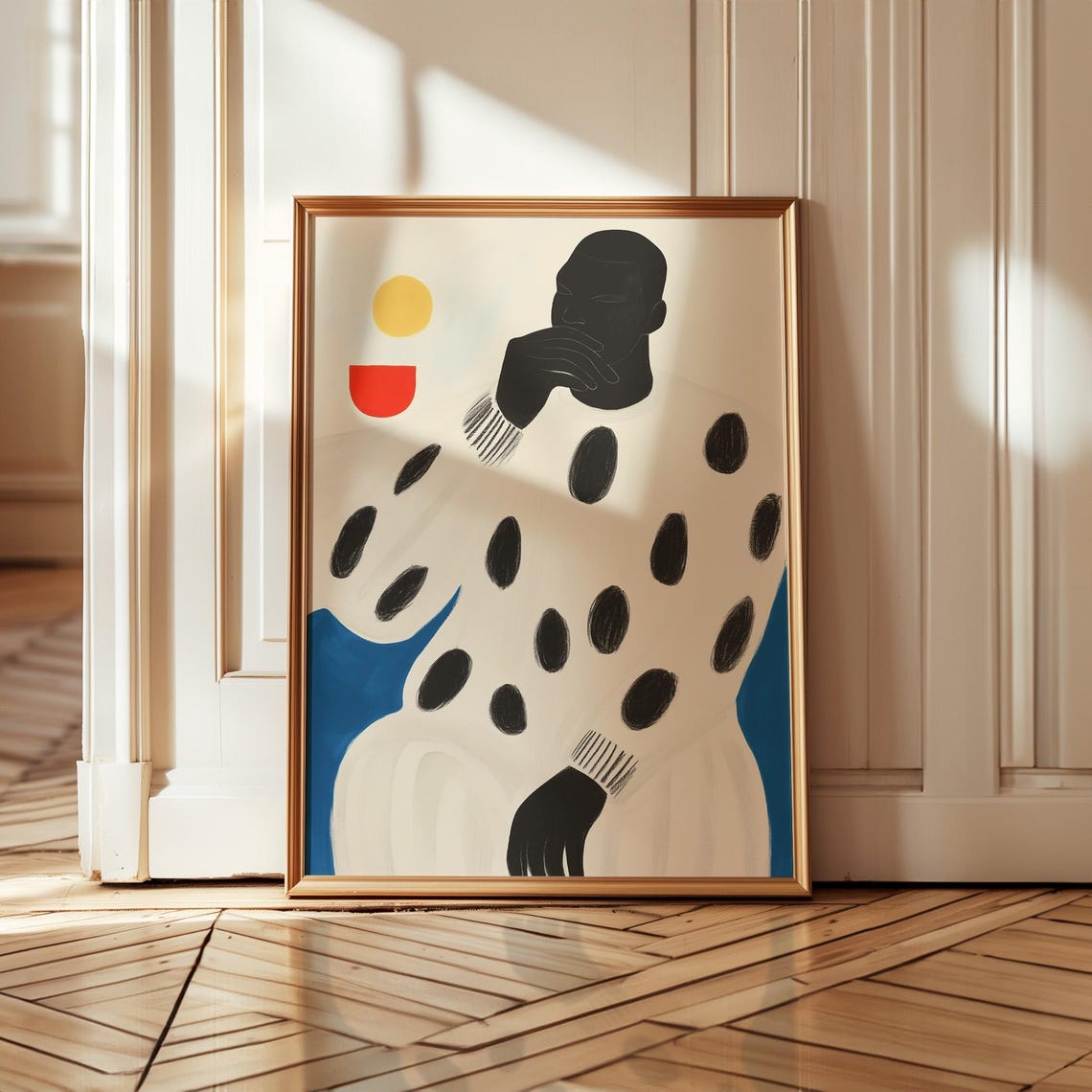 Man In Dotted Sweater Art Print Abstract Minimalist Portrait Bold Graphic Wall Art Modern Figurative Decor Illustration