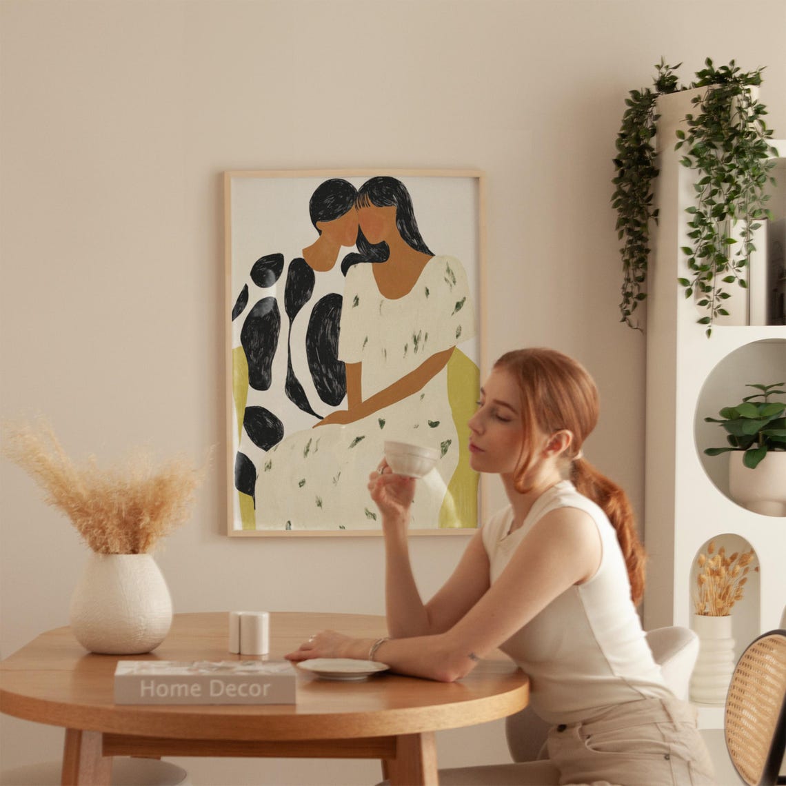 Abstract Couple Embrace Black White Pattern Minimalist Love Poster - Image 5