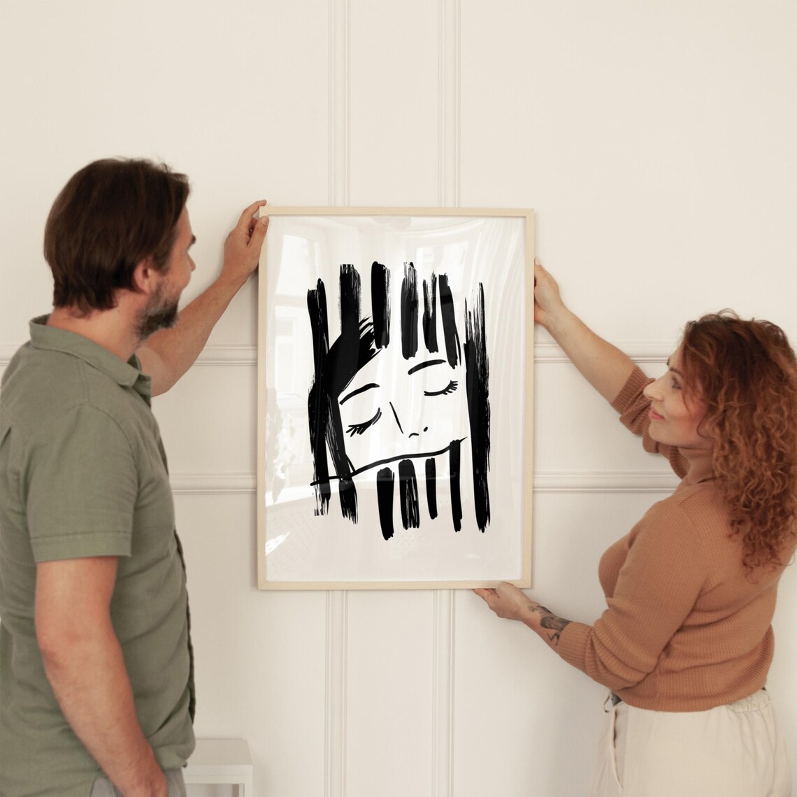 Minimalist Face Line Art, Emotional Abstract Portrait - Image 3