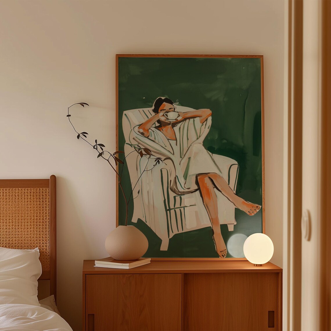 Emerald Green Abstract People, Minimalist Art Print - Image 4