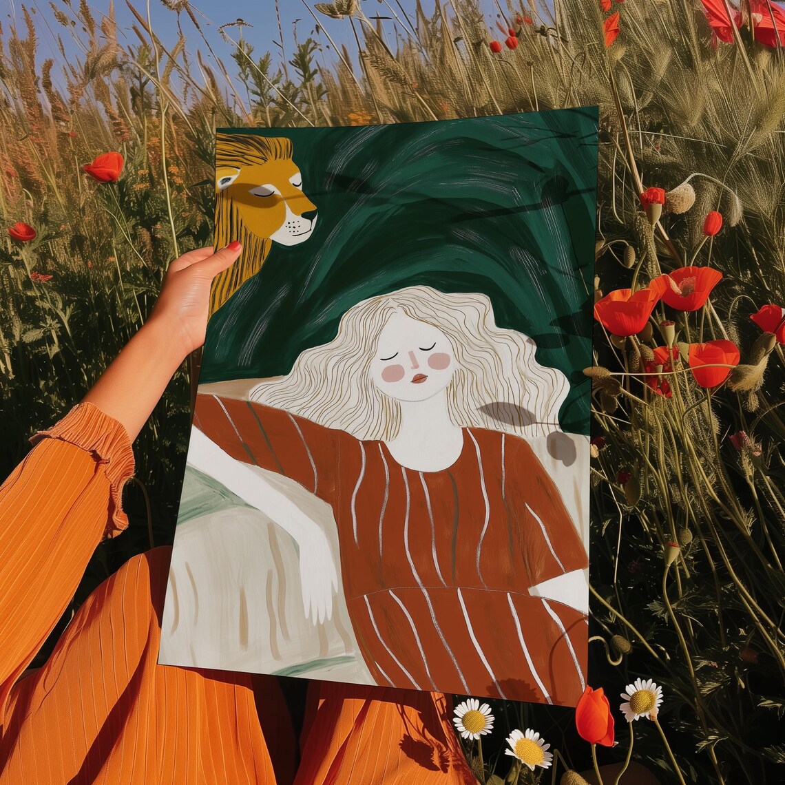 Woman And Lion, Minimalist Surreal Portrait - Image 5