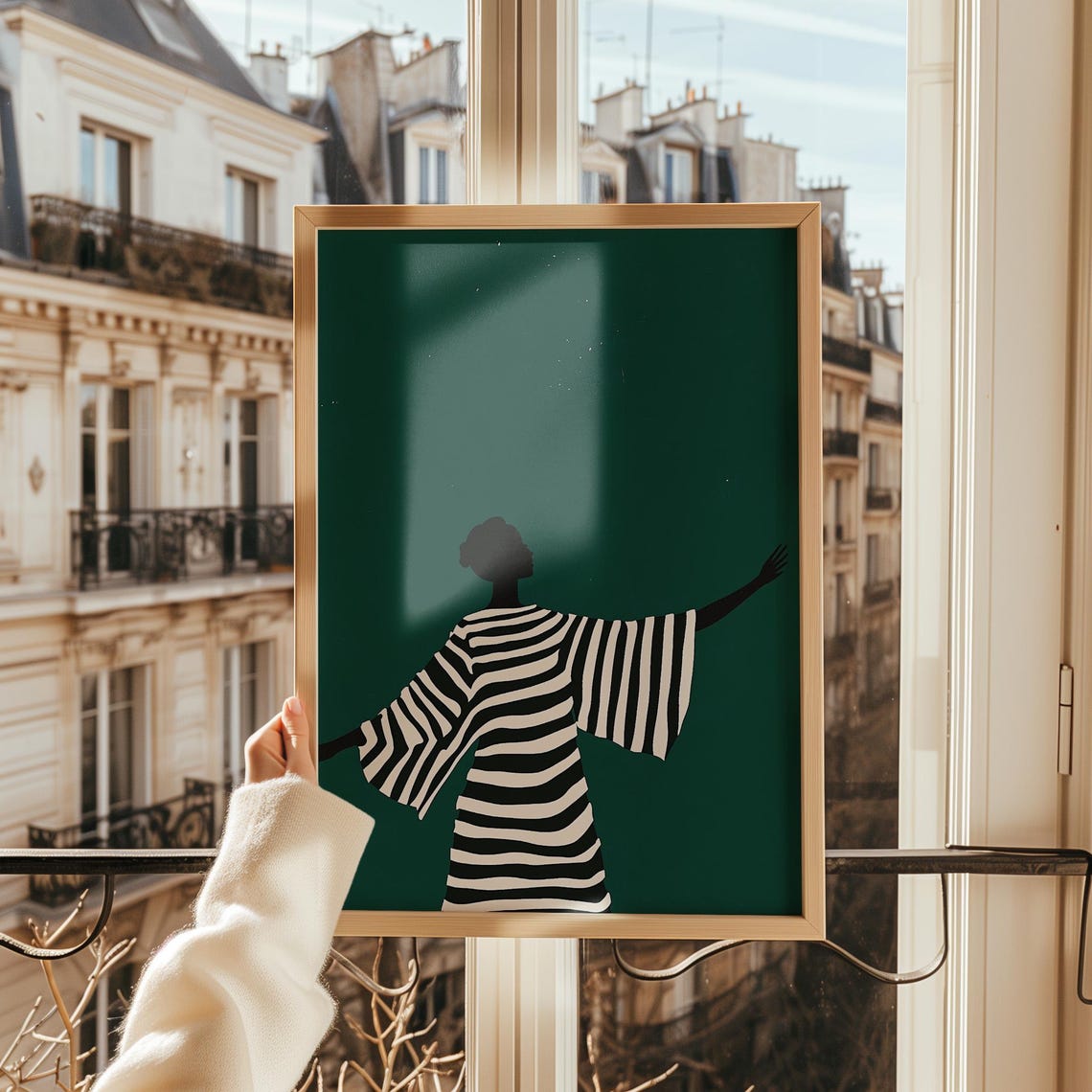 Emerald Green Kimono Woman Silhouette Bold Minimalist Style Poster - Image 2