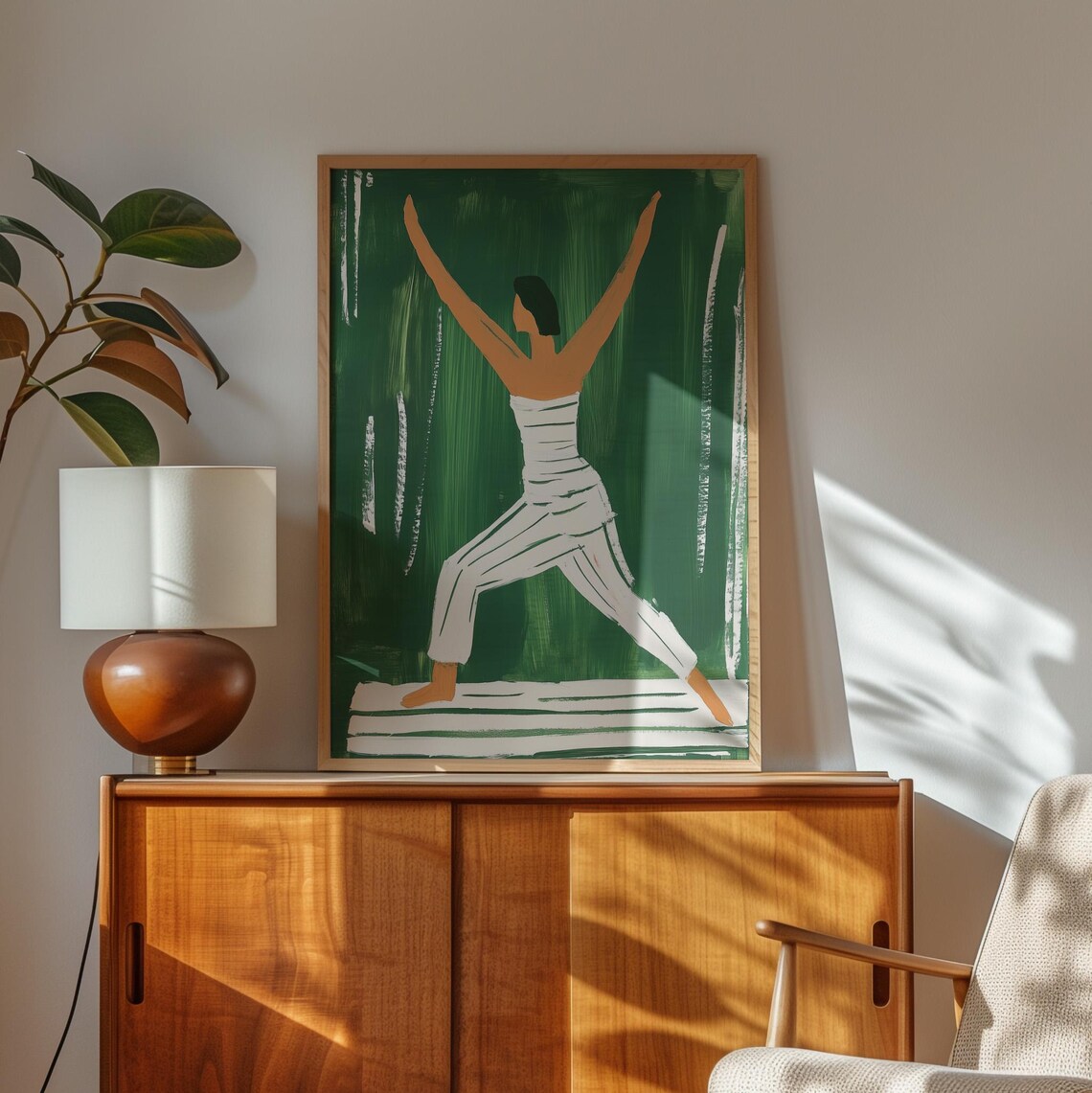 Minimalist Yoga Warrior Pose, Modern Fitness Decor - Image 4