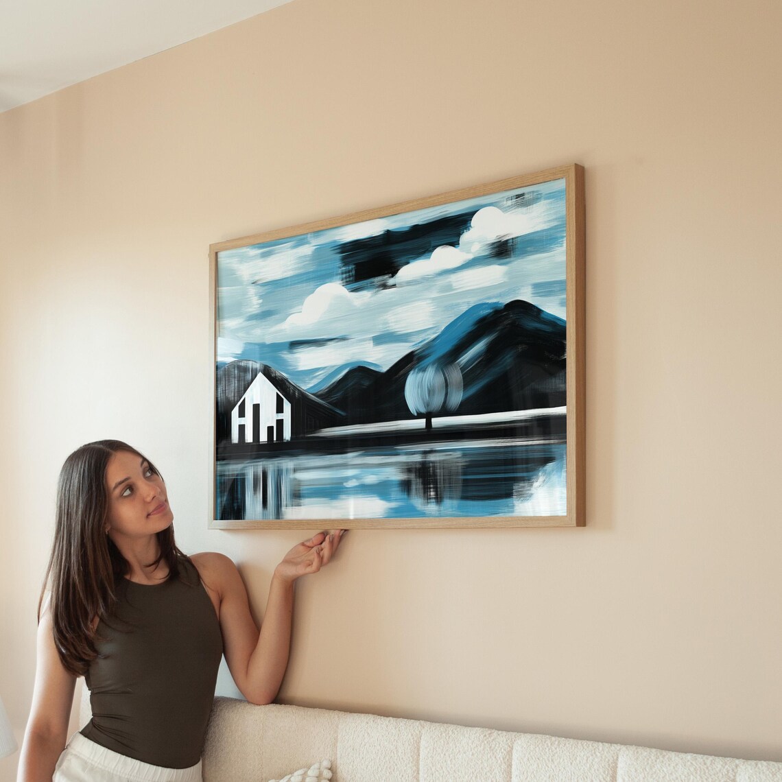 Modern Abstract Landscape, White House By Lake - Image 6
