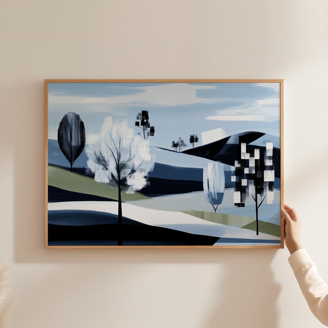 Abstract Minimalist Tree Landscape, Boho Decor
