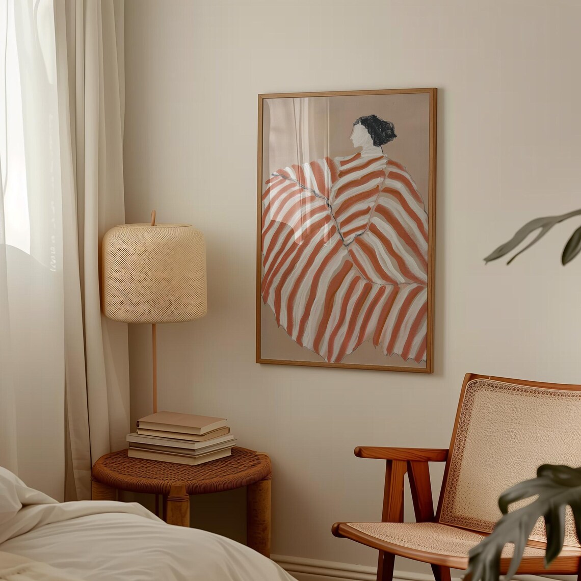 Abstract Woman In Stripes Modern Art Print - Image 2