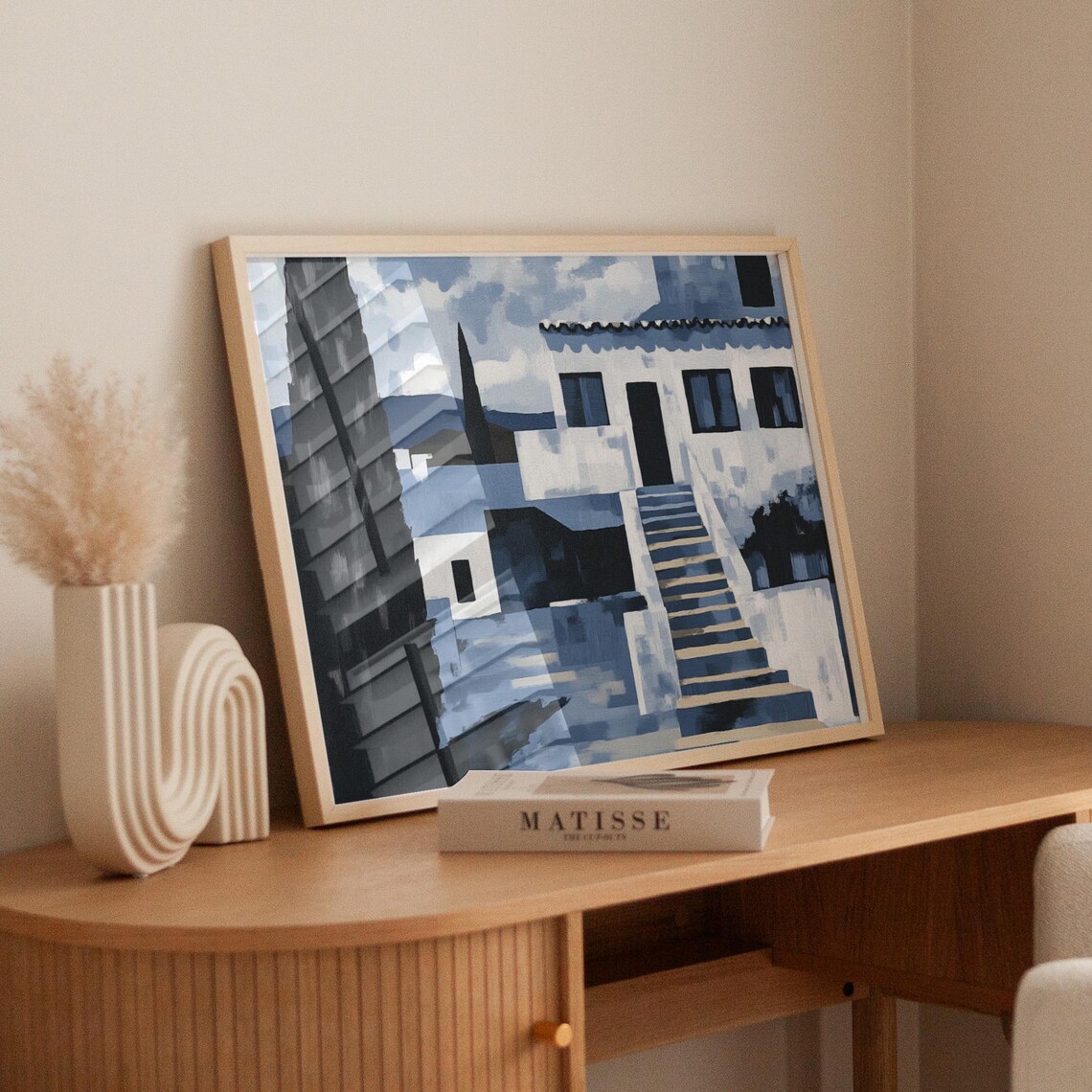 Mediterranean Village Stairs, Minimalist Architecture Art Print - Image 5