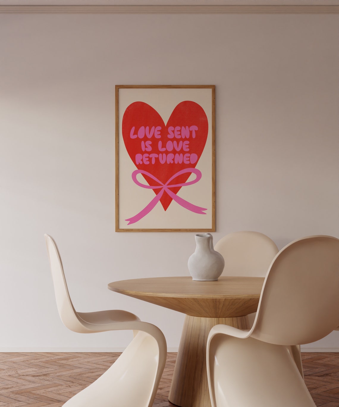 Love Sent Is Love Returned Red Heart Ribbon Valentine Quote Poster - Image 4