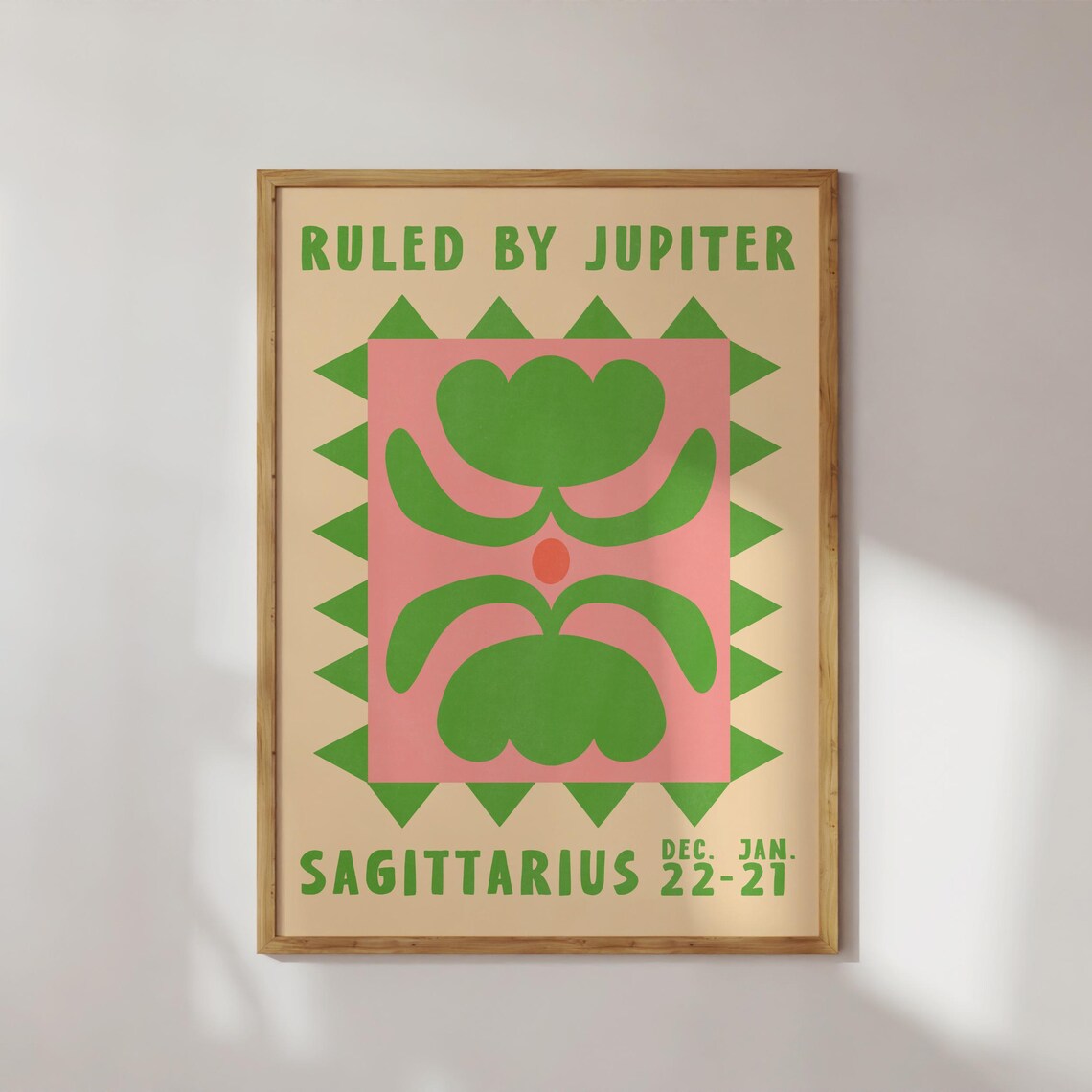 Sagittarius Zodiac Flower Poster Ruled By Jupiter Retro Print